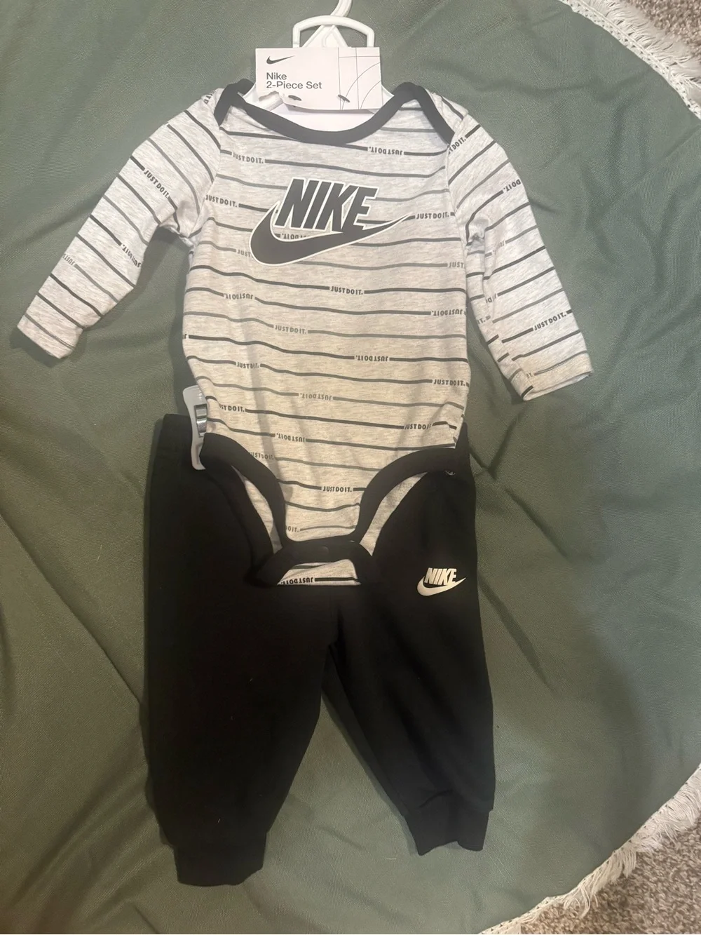 Nike Gray & Black Striped Baby 2-Piece Set